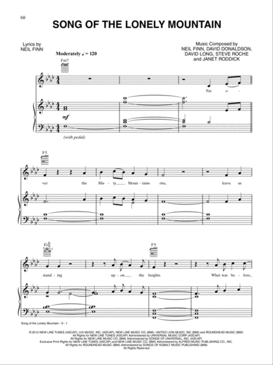 The Hobbit -- An Unexpected Journey Piano, Vocal, Guitar scores gallery preview page 2