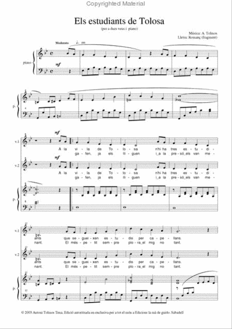 Tres peces per a cor infantil. II Children's Choir scores gallery preview page 2