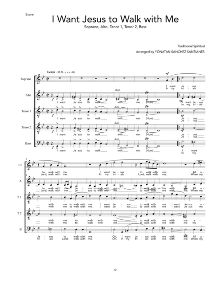 I want Jesus to Walk with Me (SATTB) SATTB scores gallery preview page 1