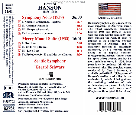 Hanson: Symphpony No. 3 - Merry Mount Suite image number null