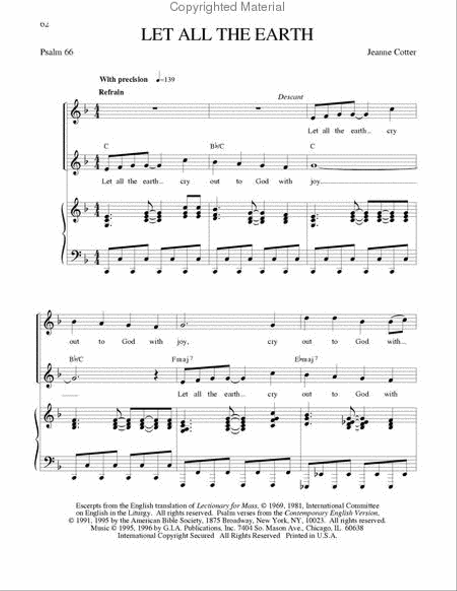 Let All the Earth Unison Choir scores gallery preview page 2