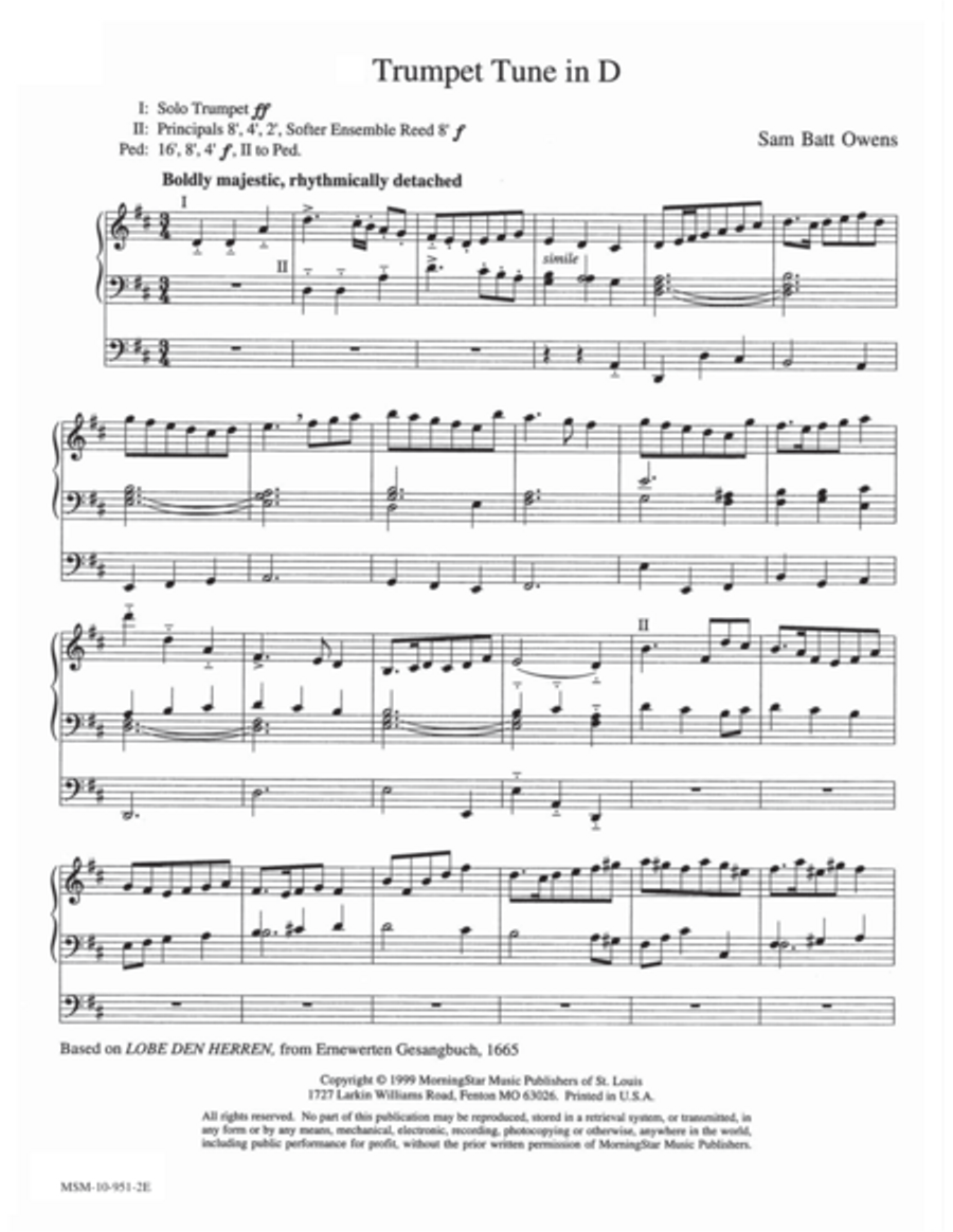 Trumpet Tune in D Trumpet scores gallery preview page 1