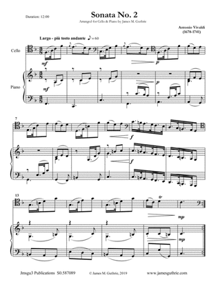 Book cover for Vivaldi: Sonata No. 2 for Cello & Piano