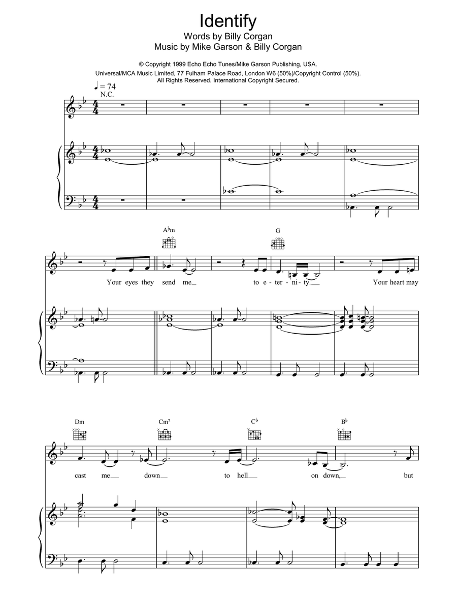 Identify Identify Piano, Vocal, Guitar scores gallery preview page 1