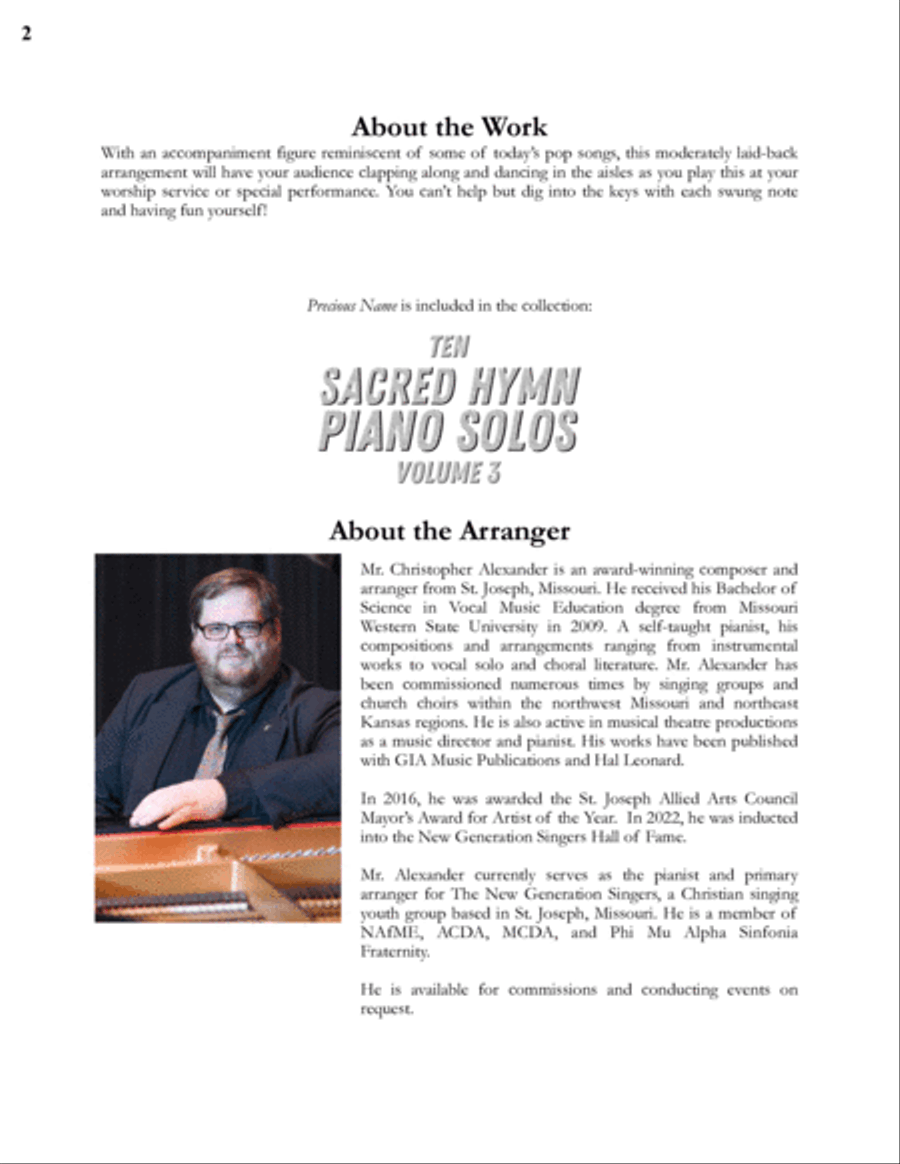 Precious Name Piano Solo scores gallery preview page 2