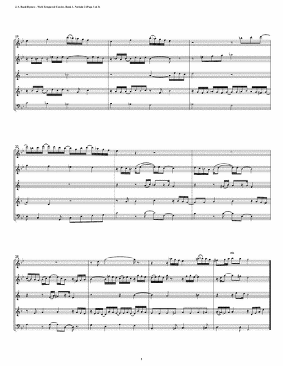 Prelude 02 from Well-Tempered Clavier, Book 2 (Woodwind Quintet) image number null