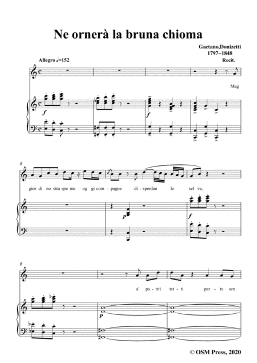 Donizetti-Ne ornera la bruna chioma,in A flat Major,for Voice and Piano Voice Solo scores gallery preview page 3