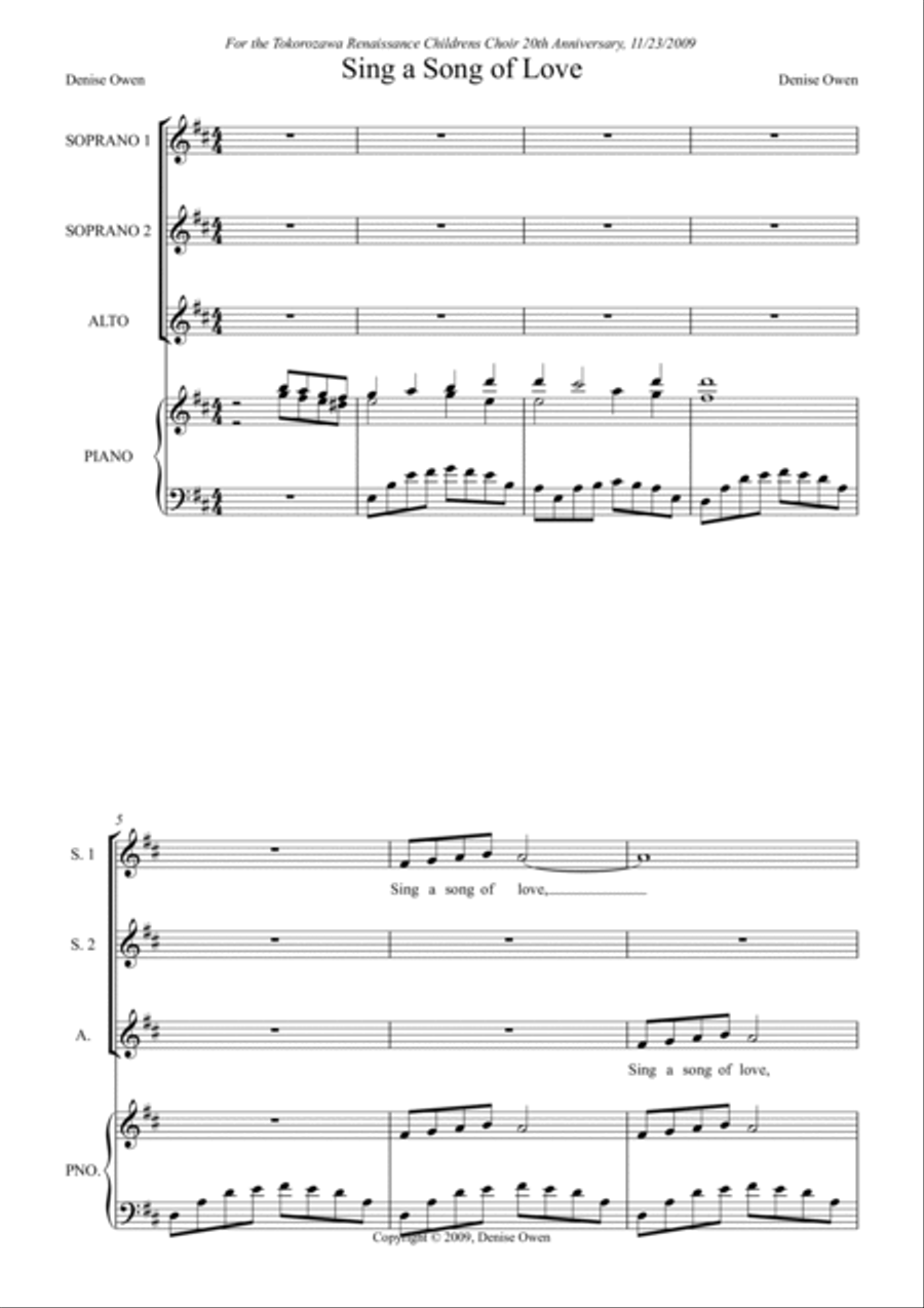 Sing a Song of Love Sing a Song of Love SSA scores gallery preview page 2