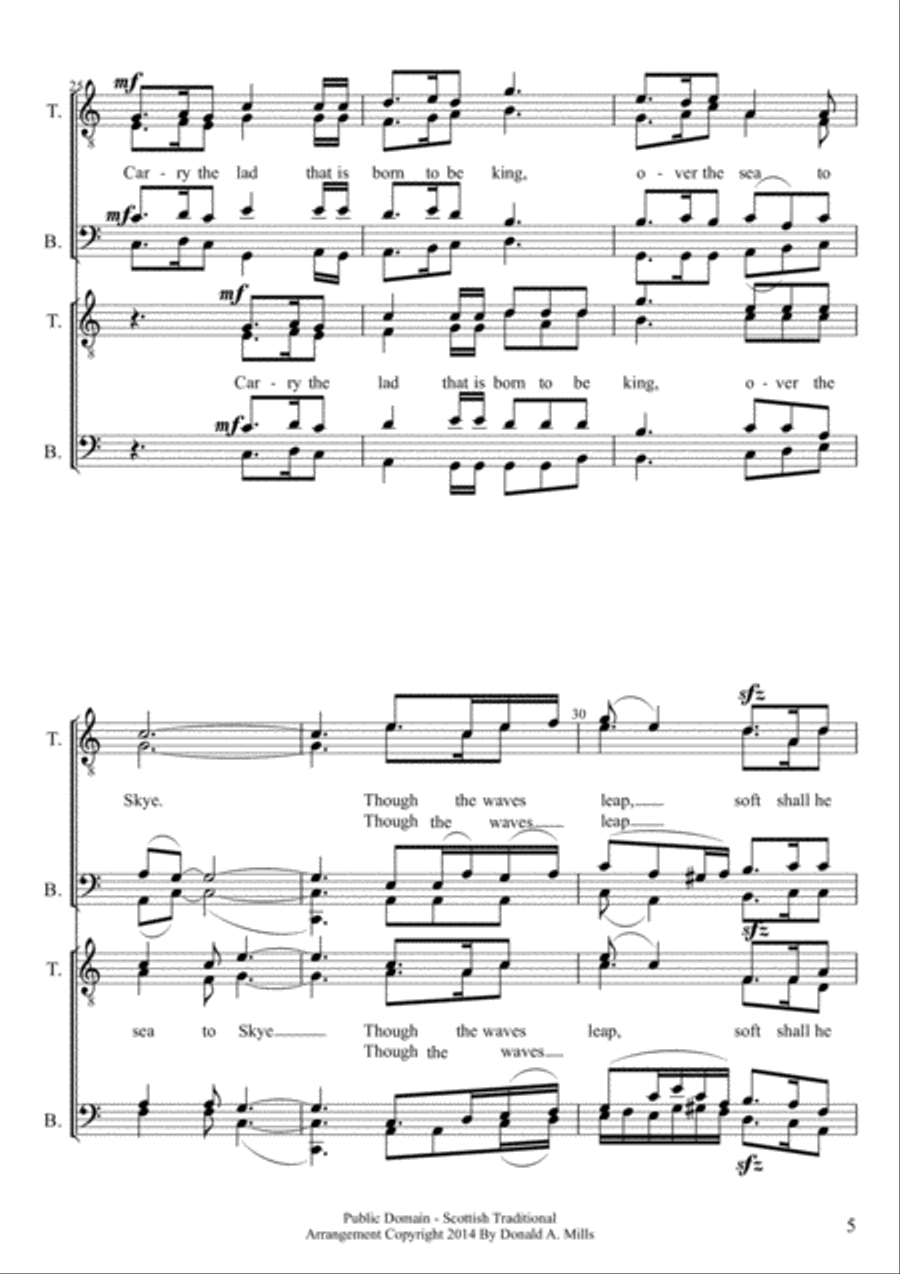 The Skye Boat Song TTBB scores gallery preview page 5