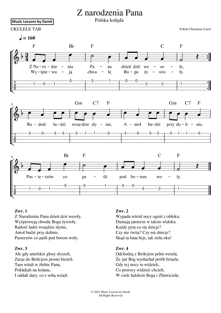 Z narodzenia Pana (Polish Christmas Carol) [UKULELE TAB] Ukulele scores gallery preview page 1