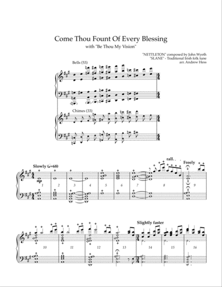 Come Thou Fount Of Every Blessing Handbell Choir scores gallery preview page 1