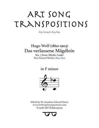 WOLF: Das verlassene Mägdlein (transposed to F minor)