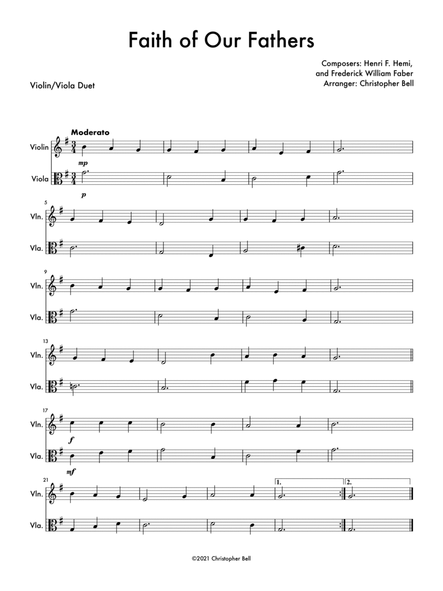 Faith of Our Fathers - Violin/Viola Duet String Duet scores gallery preview page 1