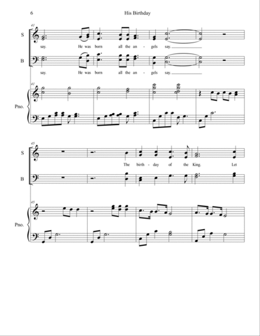 His Birthday 4-Part scores gallery preview page 6