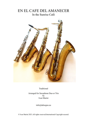 Book cover for EN EL CAFE DEL AMANECER (In the Sunrise Café) - for Saxophone Duo or Trio