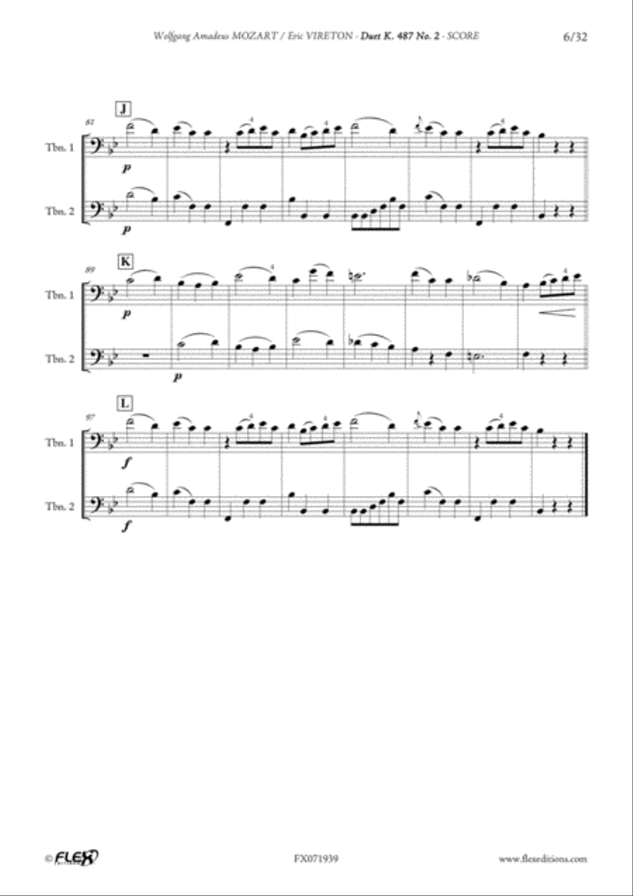 Duet K 487 No. 1 to 12 Duet K 487 No. 1 to 12 Trombone Duet scores gallery preview page 6