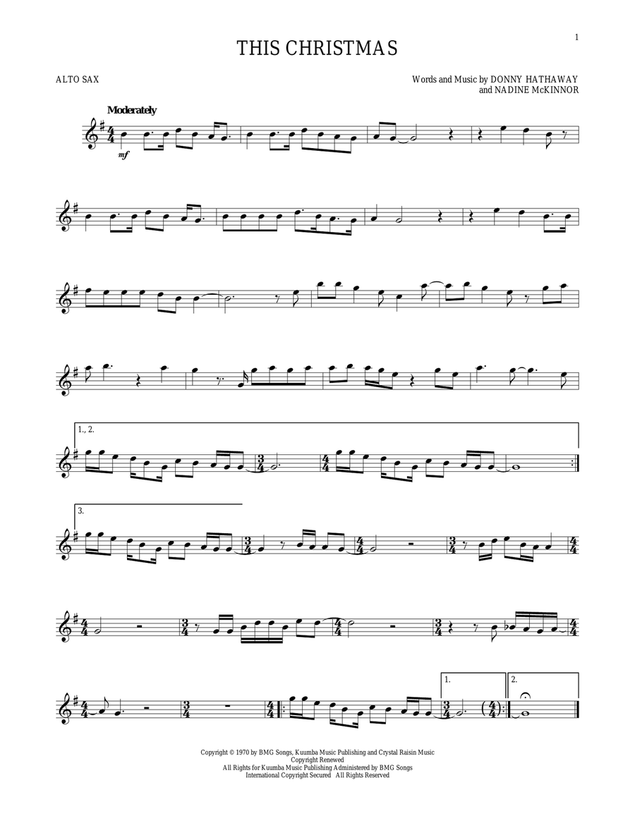 This Christmas This Christmas Alto Saxophone scores gallery preview page 1