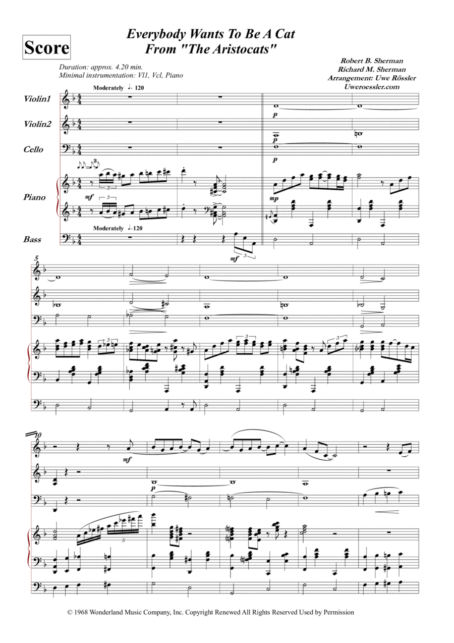 The Aristocats Piano Trio scores gallery preview page 1