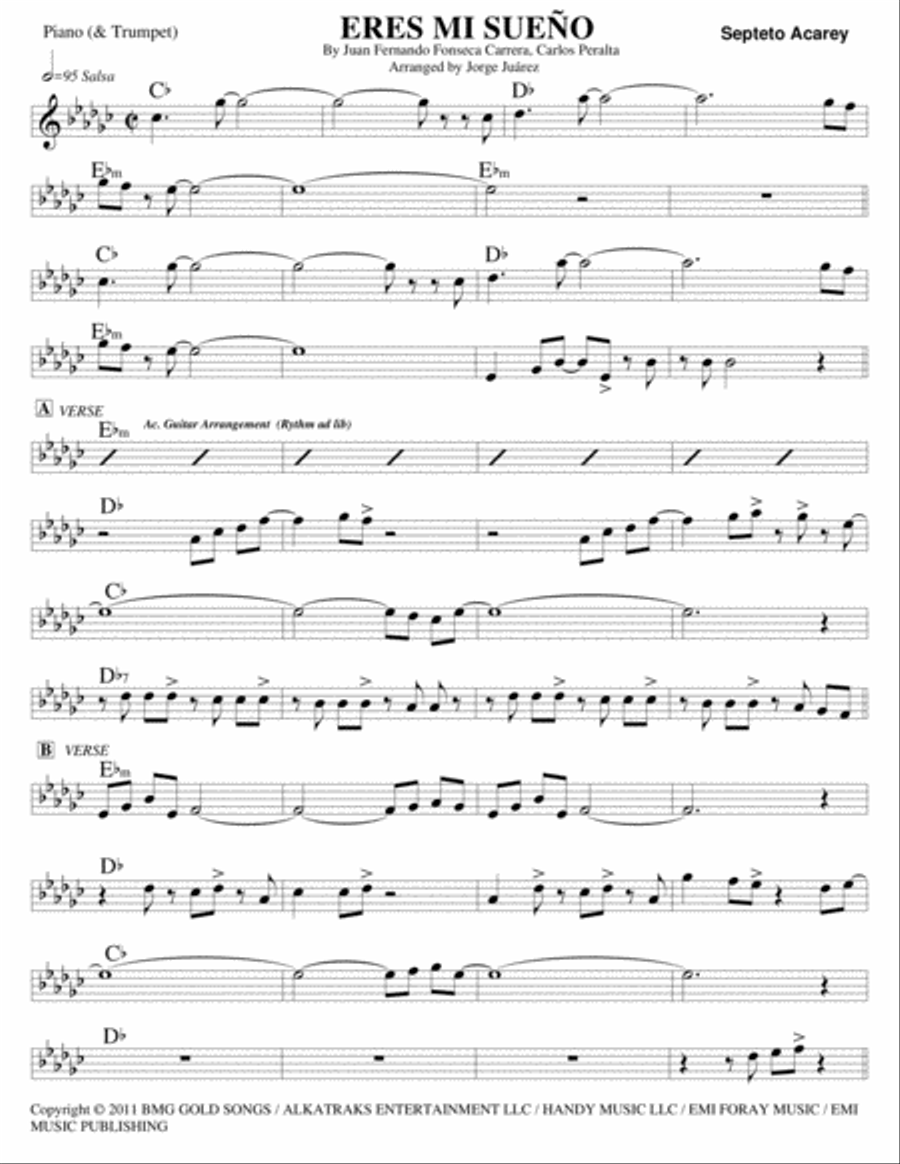 Eres Mi Sue Piano Solo scores gallery preview page 1