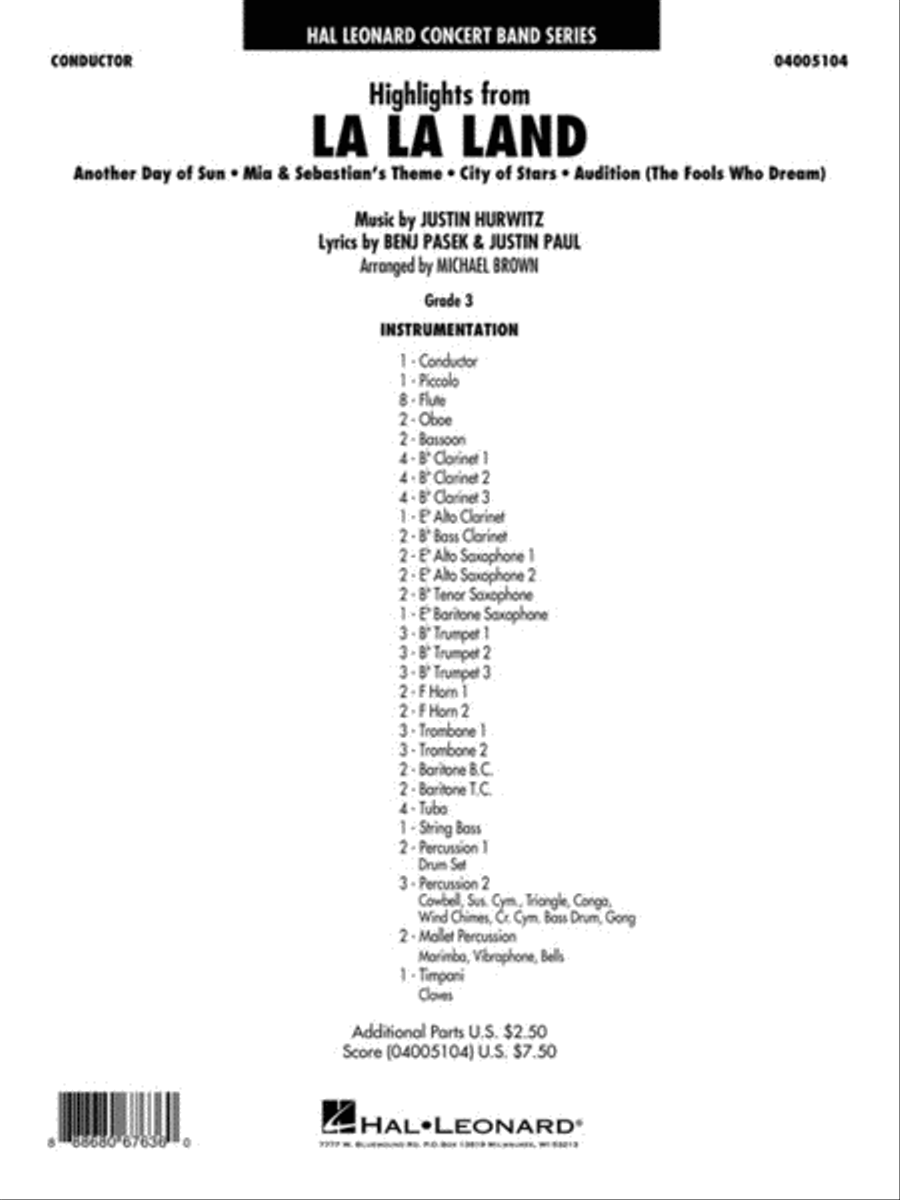 Highlights from La La Land Concert Band scores gallery preview page 2