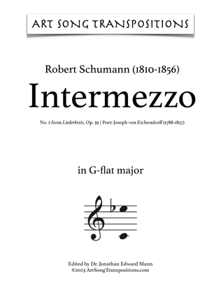 Book cover for SCHUMANN: Intermezzo, Op. 39 no. 2 (transposed to G-flat major)