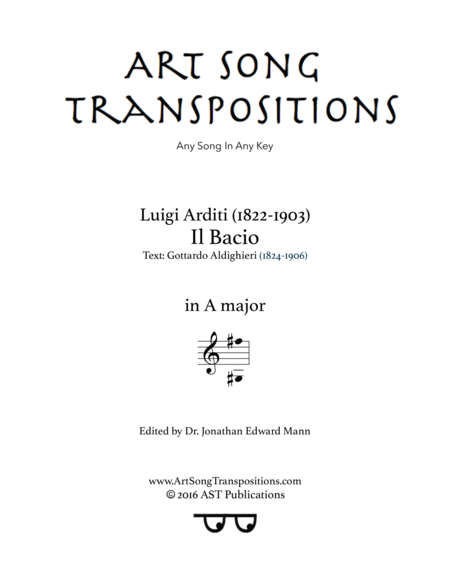 ARDITI: Il bacio (transposed to A major)