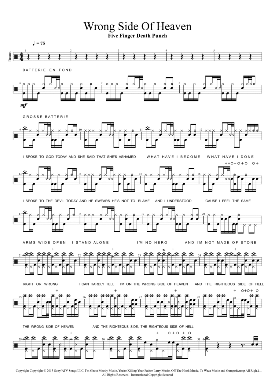 Wrong Side Of Heaven Drum Set scores gallery preview page 1