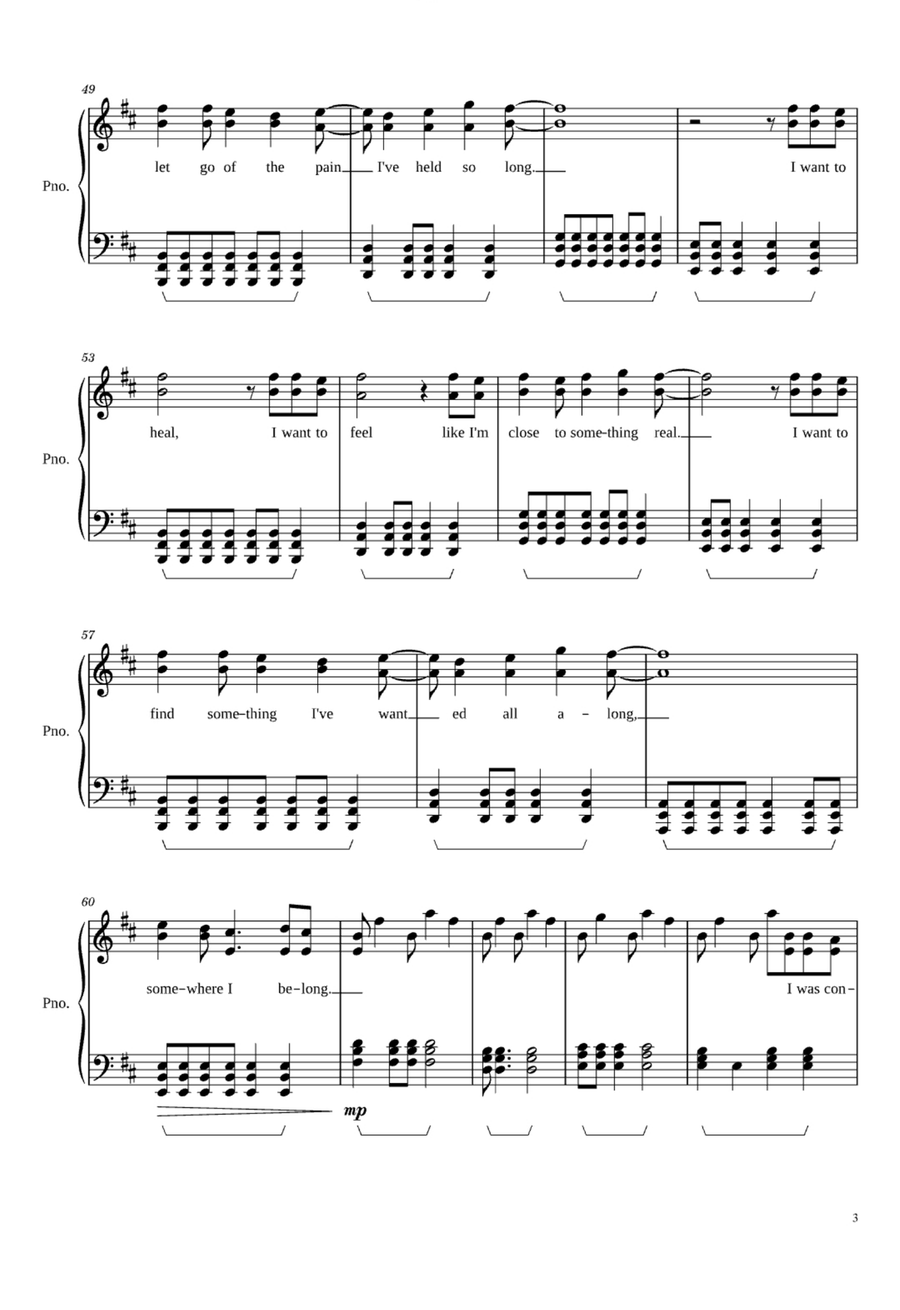 Somewhere I Belong Easy Piano scores gallery preview page 3