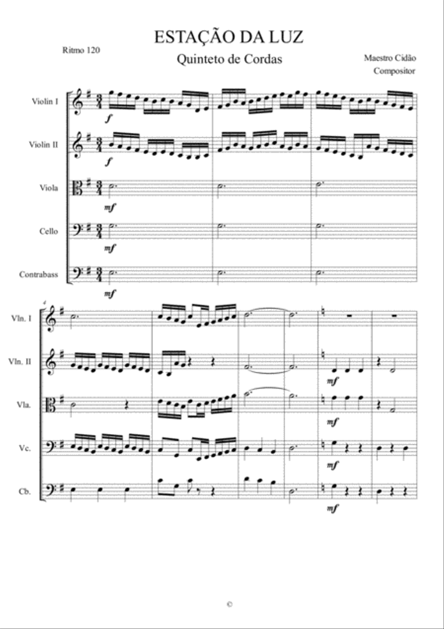 Classical composition for string quintet, with medium level execution at the beginning and end of th String Quintet scores gallery preview page 1