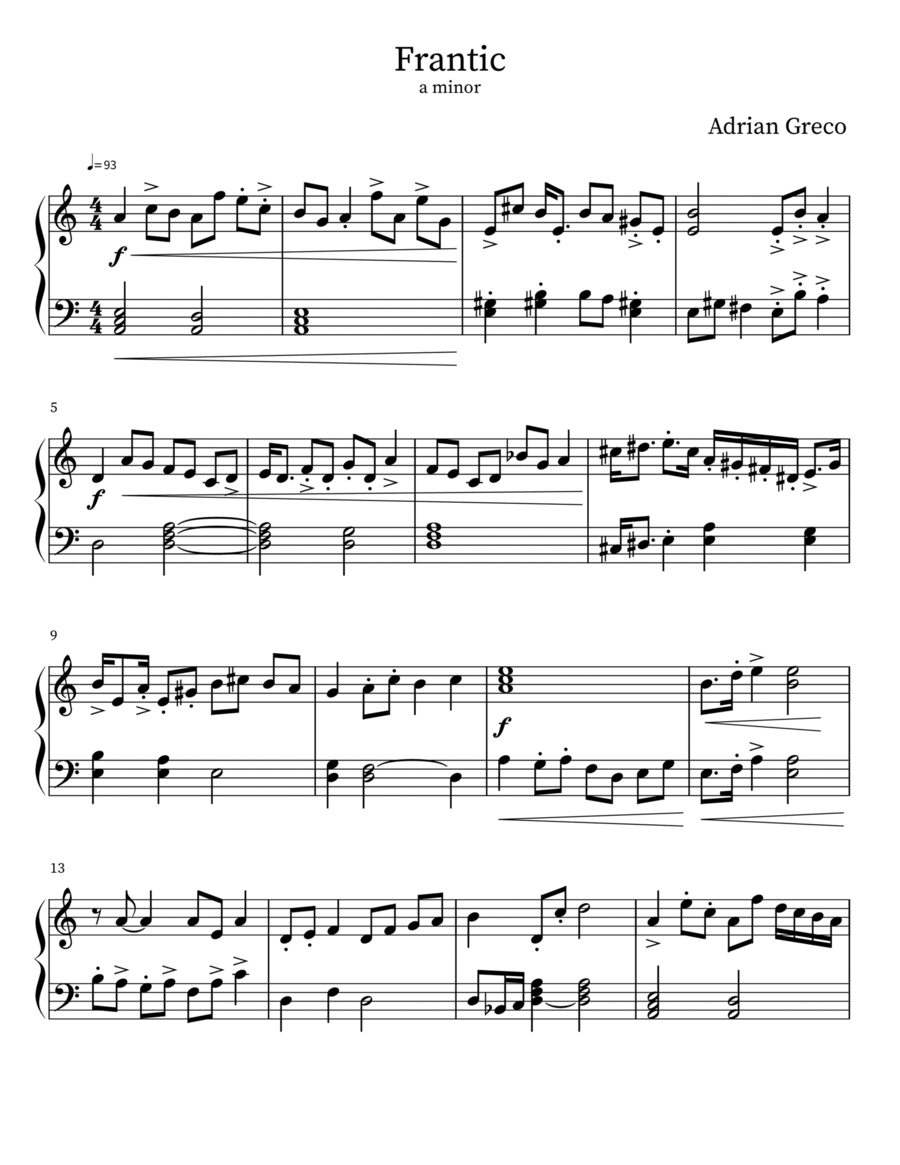 Frantic Piano Method scores gallery preview page 1