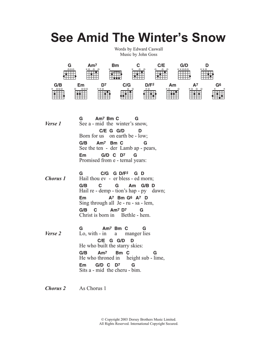 See Amid The Winter's Snow Guitar scores gallery preview page 1