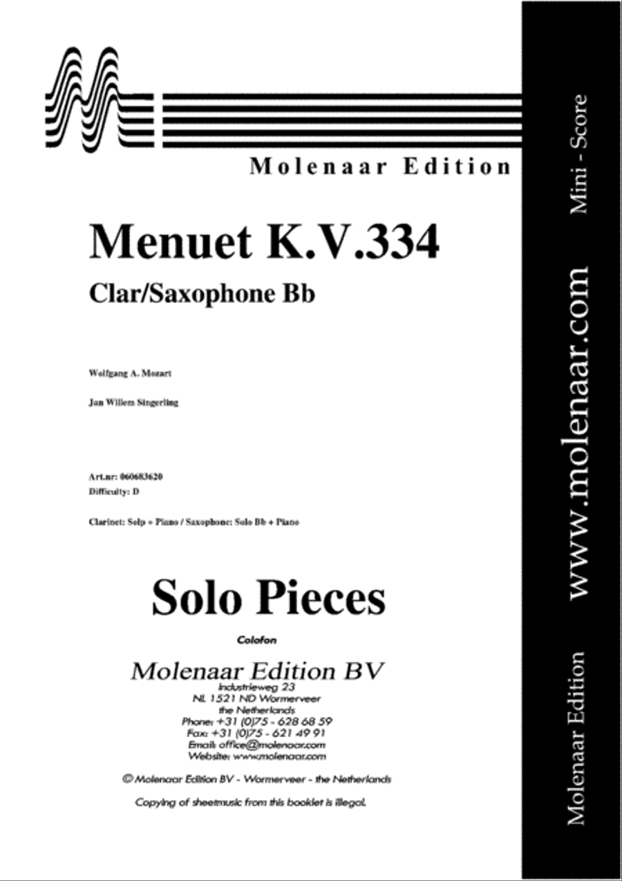 Menuet KV334 Clarinet scores gallery preview page 2