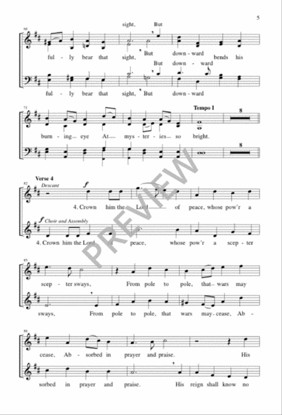 Crown Him with Many Crowns 4-Part scores gallery preview page 5