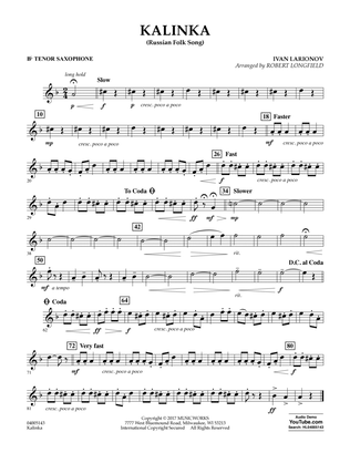 Kalinka (Russian Folk Song) - Bb Tenor Saxophone