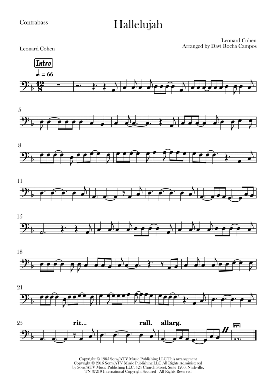 Hallelujah Double Bass scores gallery preview page 1