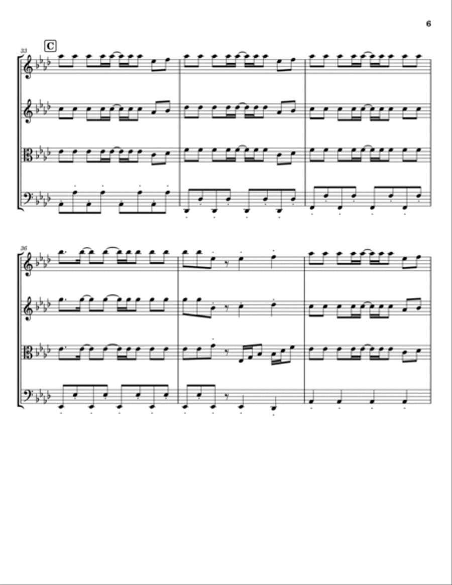 Baby Shark String Quartet scores gallery preview page 6