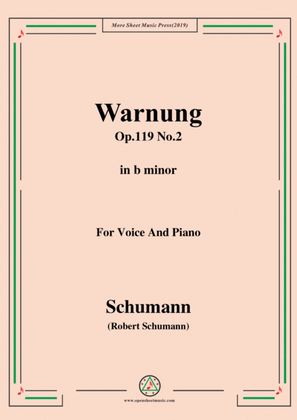 Book cover for Schumann-Warnung,Op.119 No.2,in b minor,for Voice&Piano