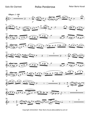 Polka Ponderosa Arranged for Solo E flat Clarinet & Wind Band Letter size