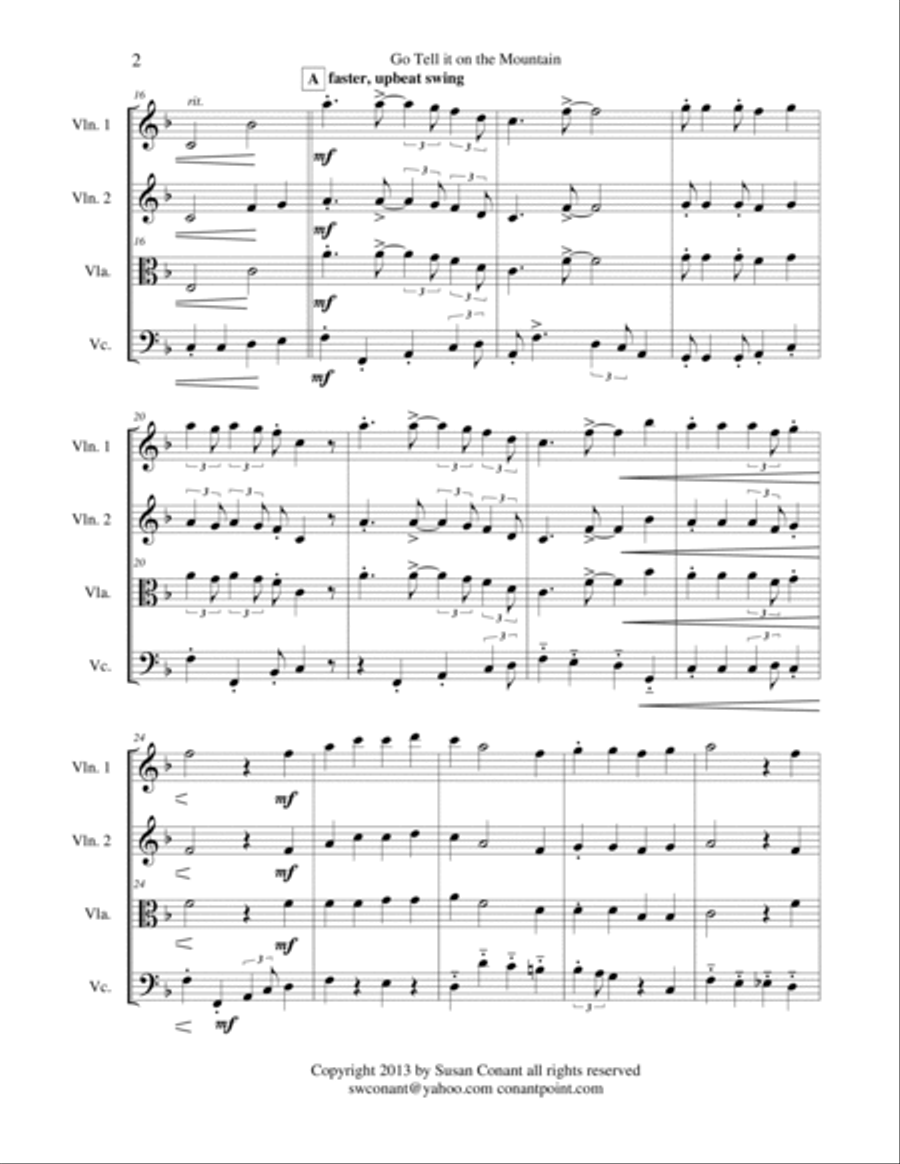 Go Tell it on the Mountain String Quartet scores gallery preview page 2