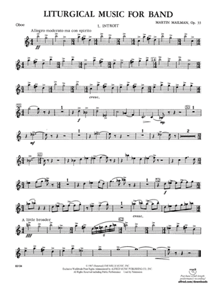 Liturgical Music for Band, Op. 33: Oboe