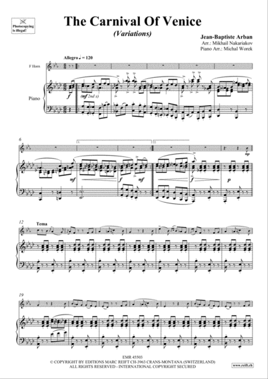 The Carnival Of Venice The Carnival Of Venice Horn scores gallery preview page 4