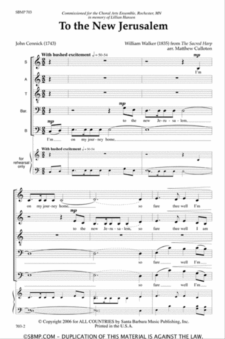 To the New Jerusalem - SATB divisi Octavo image number null