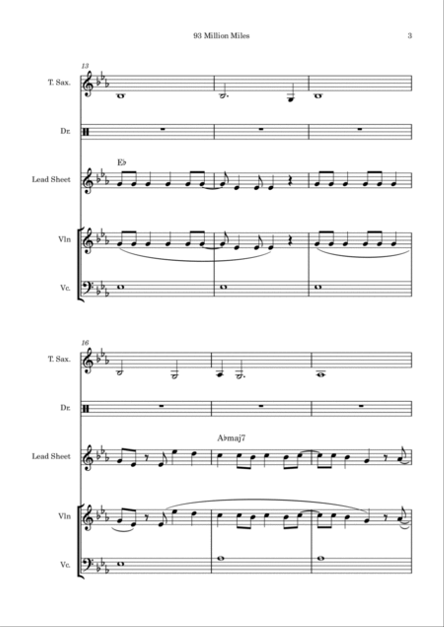 93 Million Miles Tenor Saxophone scores gallery preview page 3