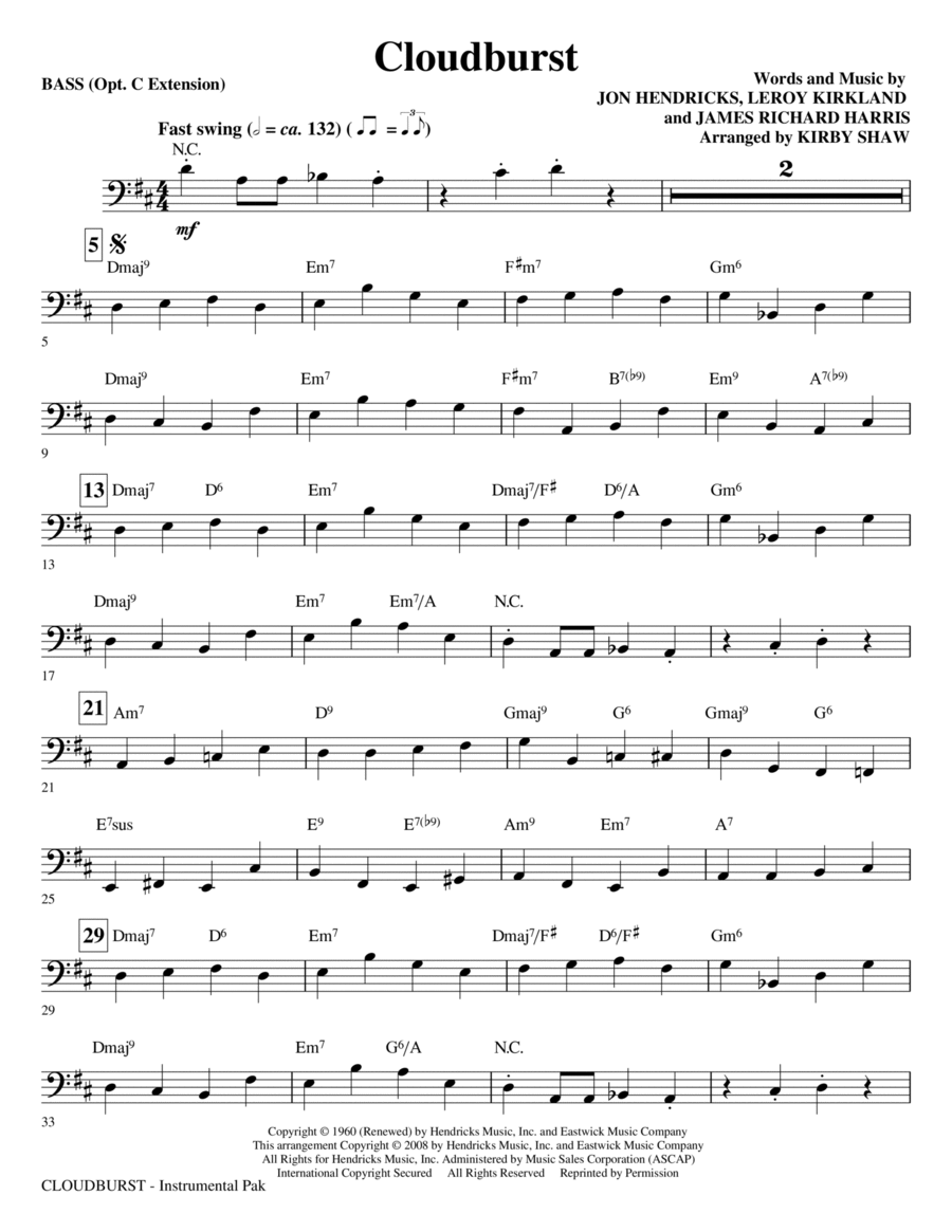 Cloudburst - Bass Cloudburst - Bass Choir scores gallery preview page 1