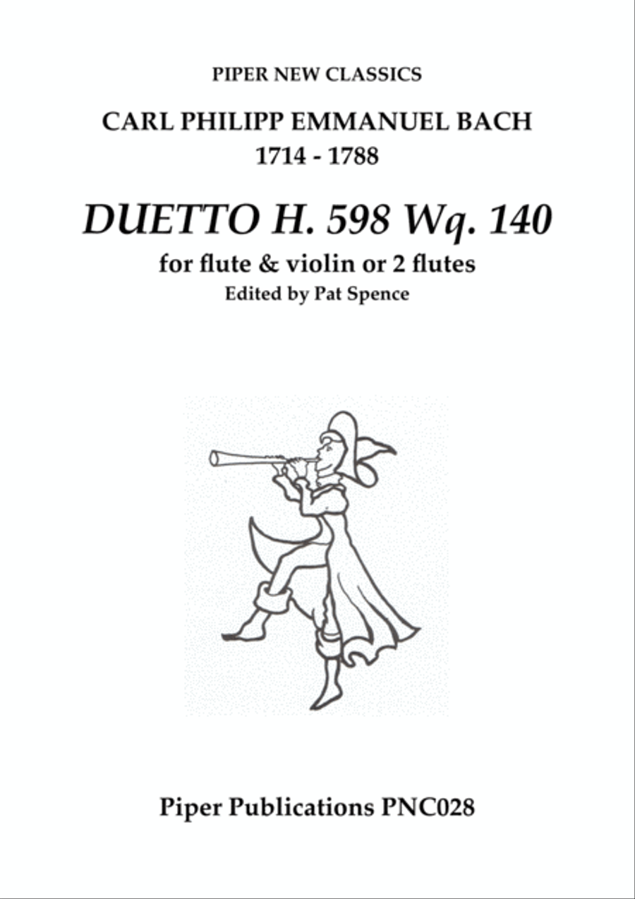 C.P.E. BACH DUETTO FOR FLUTE & VIOLIN H. 598 Wq. 140 Woodwind Ensemble scores gallery preview page 1