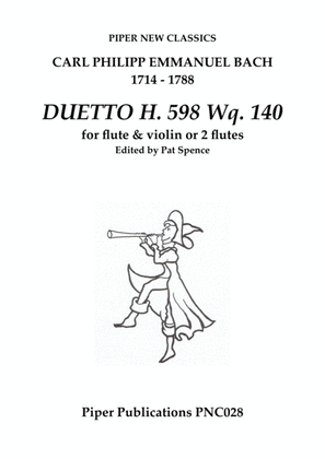 Book cover for C.P.E. BACH DUETTO FOR FLUTE & VIOLIN H. 598 Wq. 140