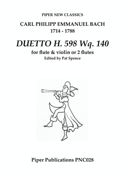 C.P.E. BACH DUETTO FOR FLUTE & VIOLIN H. 598 Wq. 140