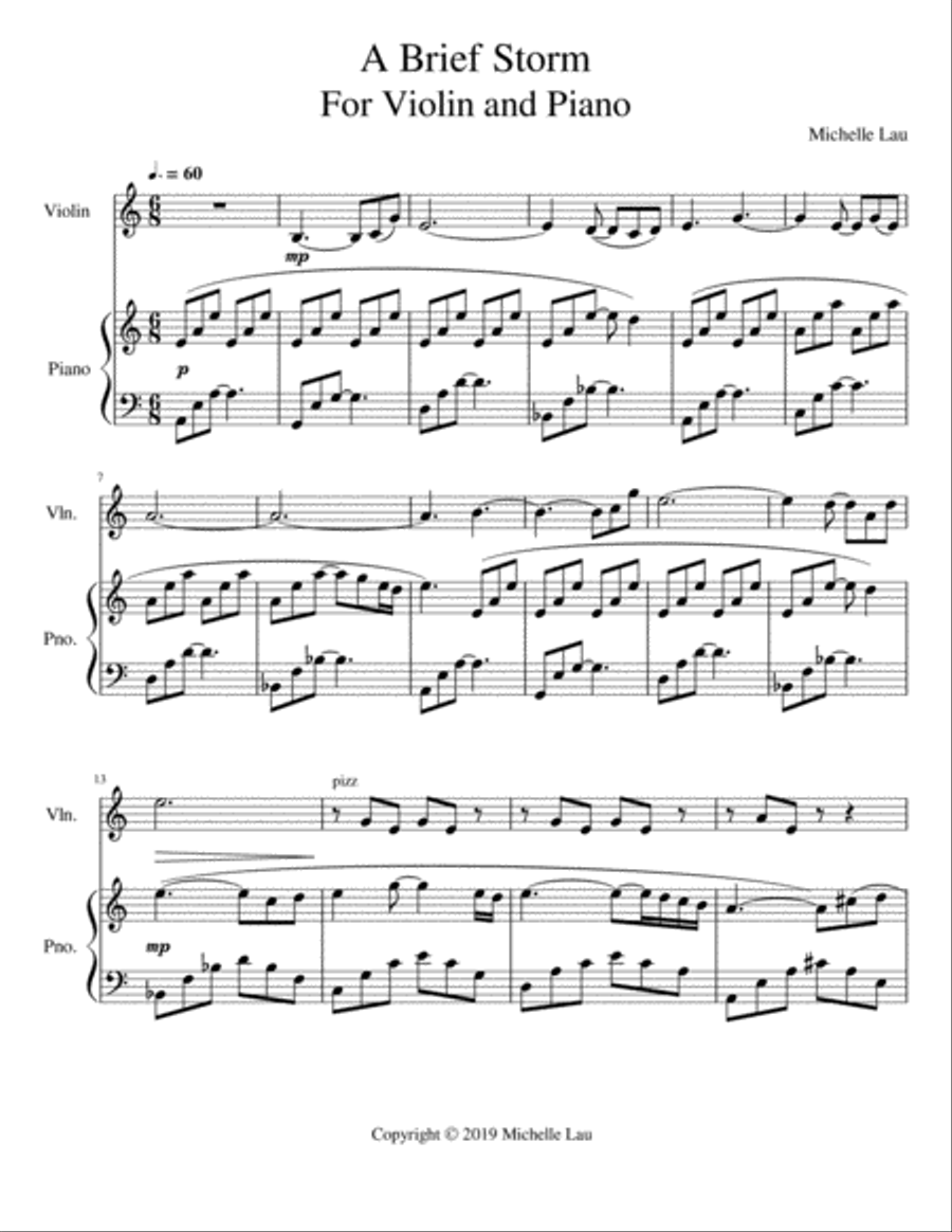 A Brief Storm for Violin and Piano Violin scores gallery preview page 2
