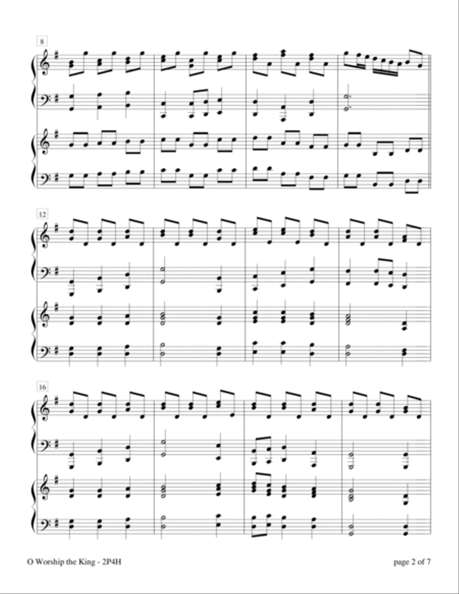O Worship the King (2 Pianos, 4 Hands Duet) 2 Pianos, 4-Hands scores gallery preview page 3