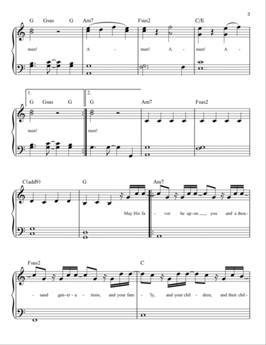 The Blessing Easy Piano scores gallery preview page 3